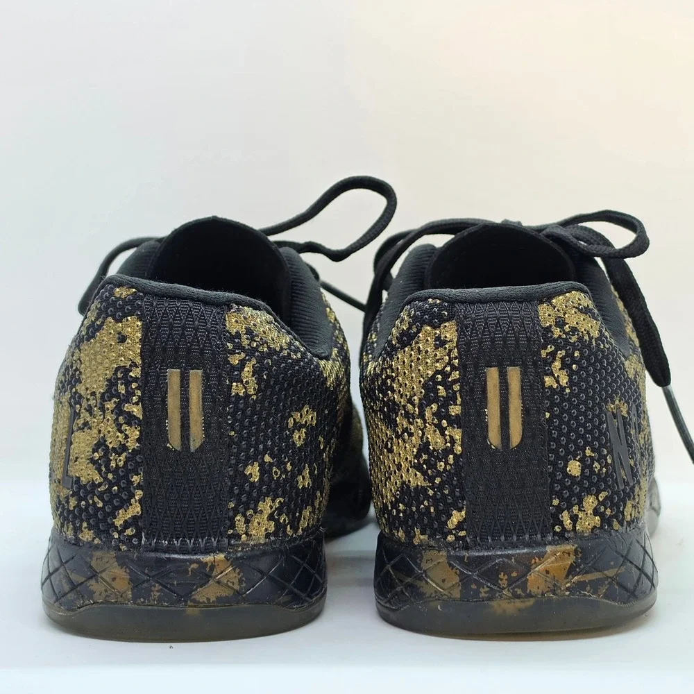 NOBULL Trainer Gold Splatter Black Training Shoes Mens 5 Womens 6.5